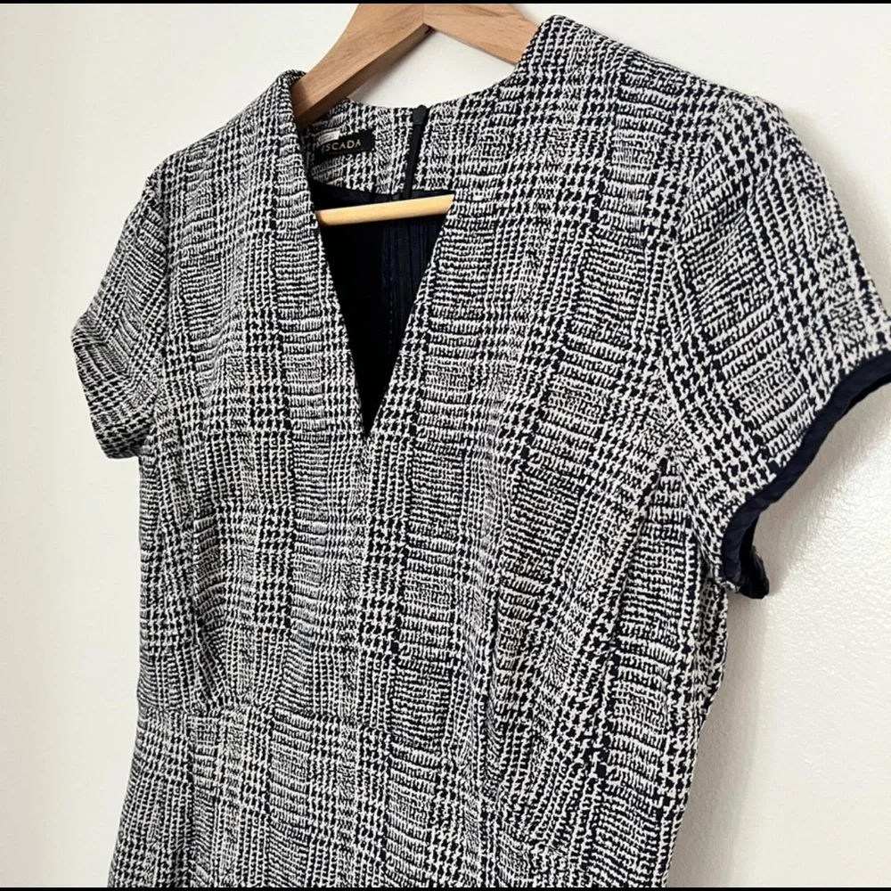 Escada Short Sleeve Glen Check Sheath Dress - Picture 2 of 8